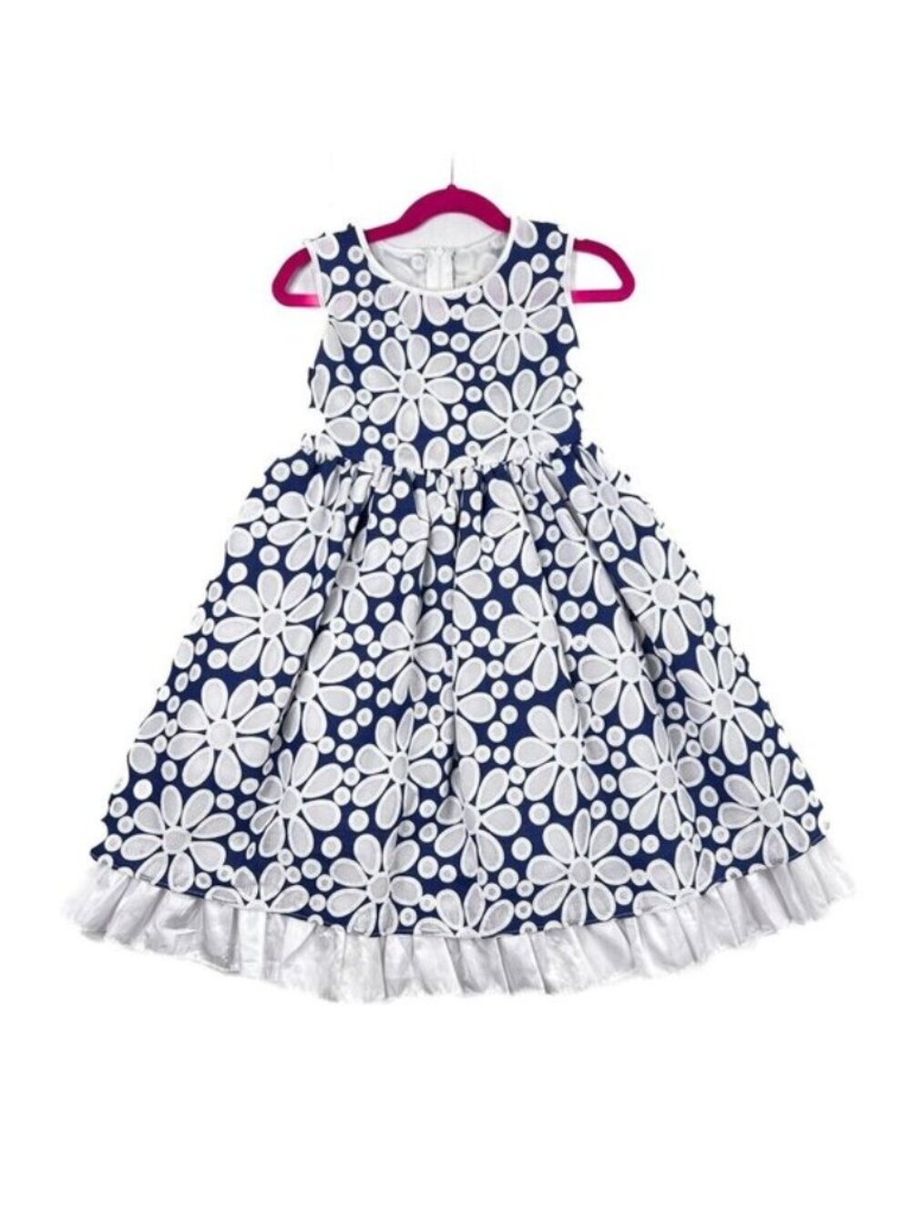 Crayon Kids Girls' Party Dress Navy with White Flowers Petticoat Size 5/6